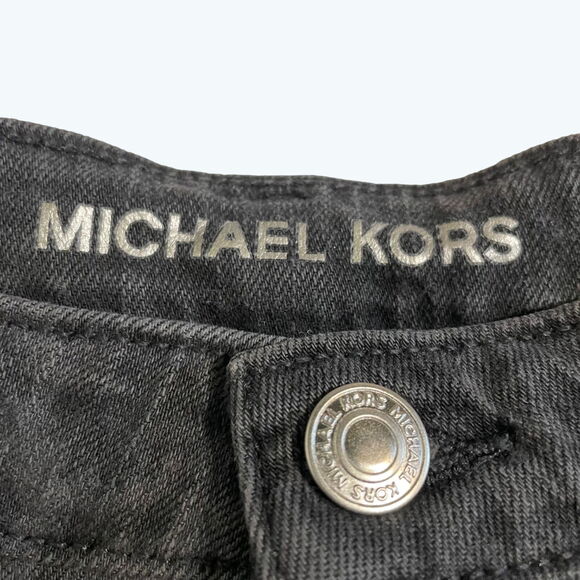 Michael Kors High-Rise Jeans Leopard Print Skinny Black Denim Selma Size 6 - Picture 5 of 15